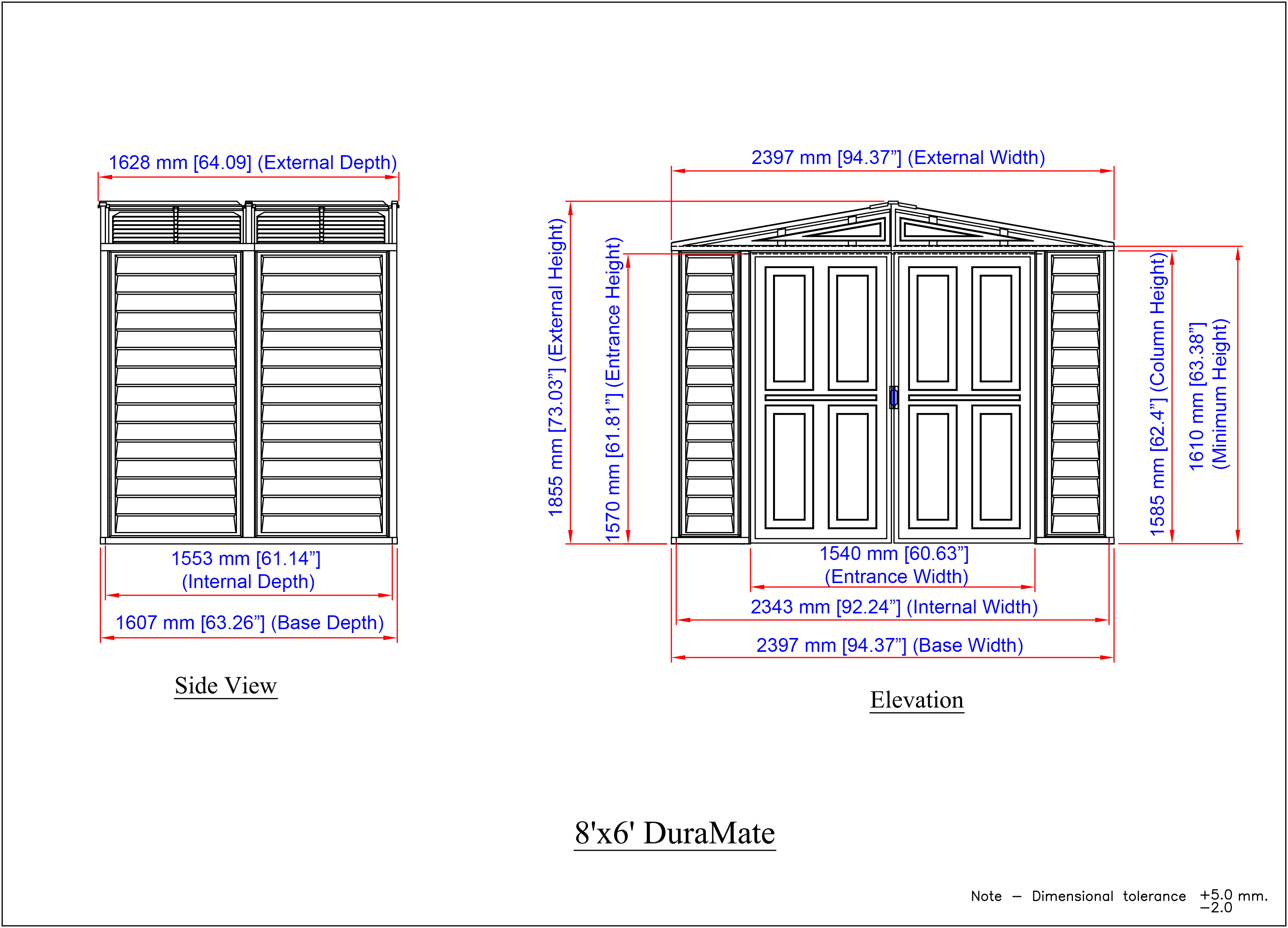 Duramax 8ft x 5.5ft DuraMate Vinyl Storage Shed with Foundation