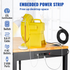 Workbench Adjustable Height, 61" x 20" Garage Table w/ 27.1" - 36" Heights & 2000 LBS Load Capacity, with Power Outlets & Hardwood Top & Metal Frame & Foot Pads, for Workshop Office Home - Backyard Livings