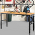 Workbench Adjustable Height, 61" x 20" Garage Table w/ 27.1" - 36" Heights & 2000 LBS Load Capacity, with Power Outlets & Hardwood Top & Metal Frame & Foot Pads, for Workshop Office Home - Backyard Livings