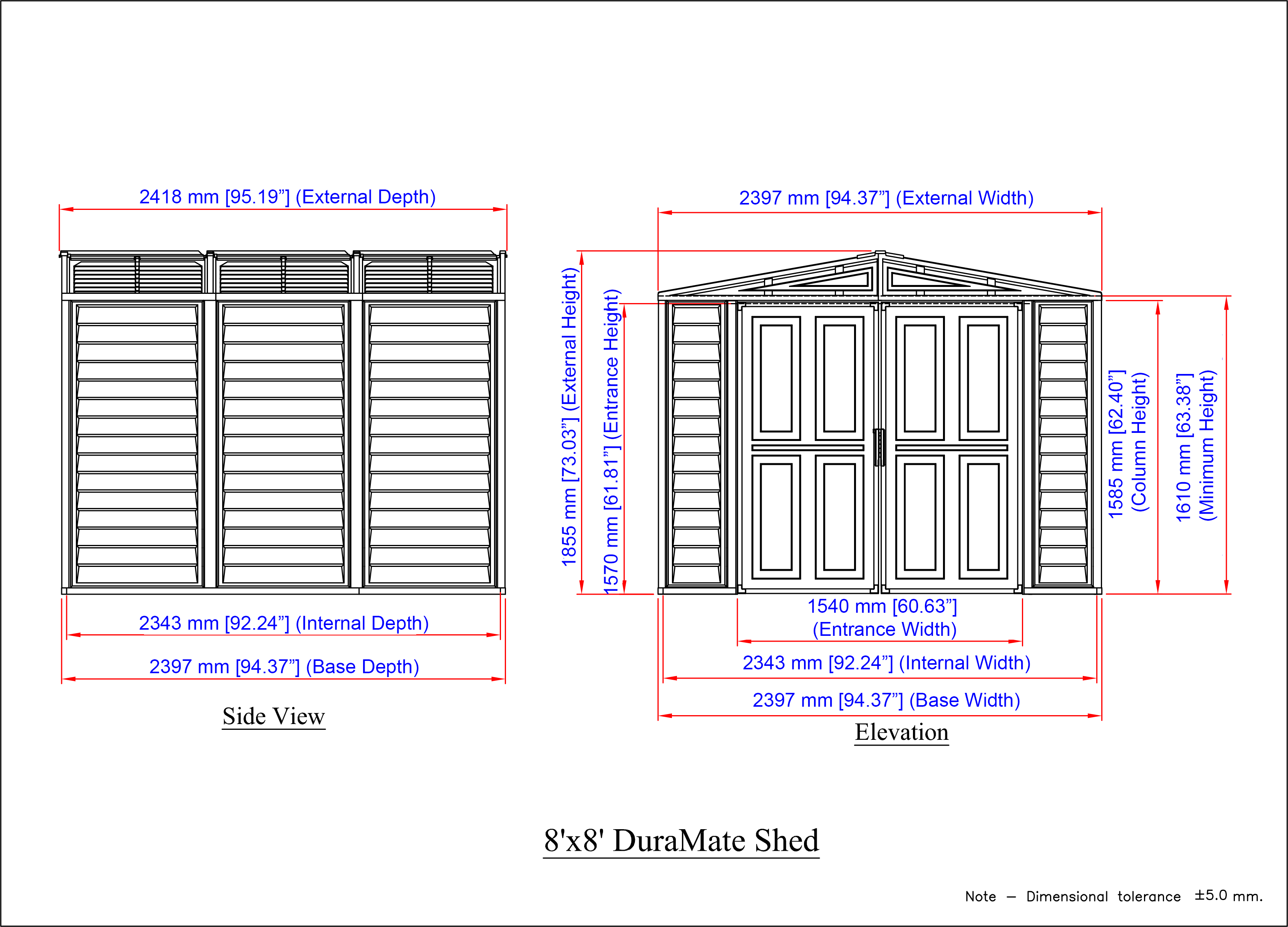 Duramax 8ft x 8ft Duramate Vinyl Shed with Foundation Kit