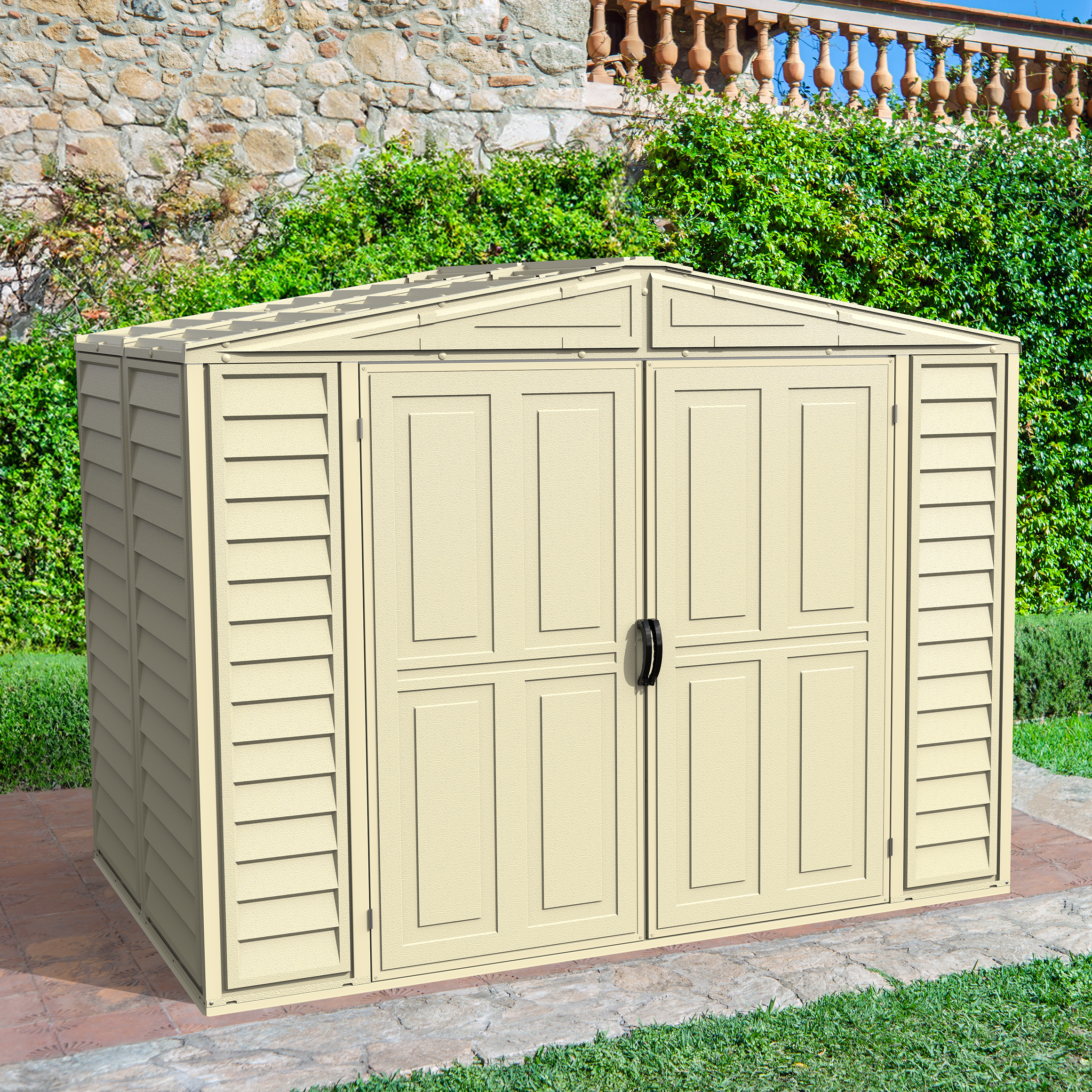 Duramax 8ft x 5.5ft DuraMate Vinyl Storage Shed with Foundation - Backyard Livings