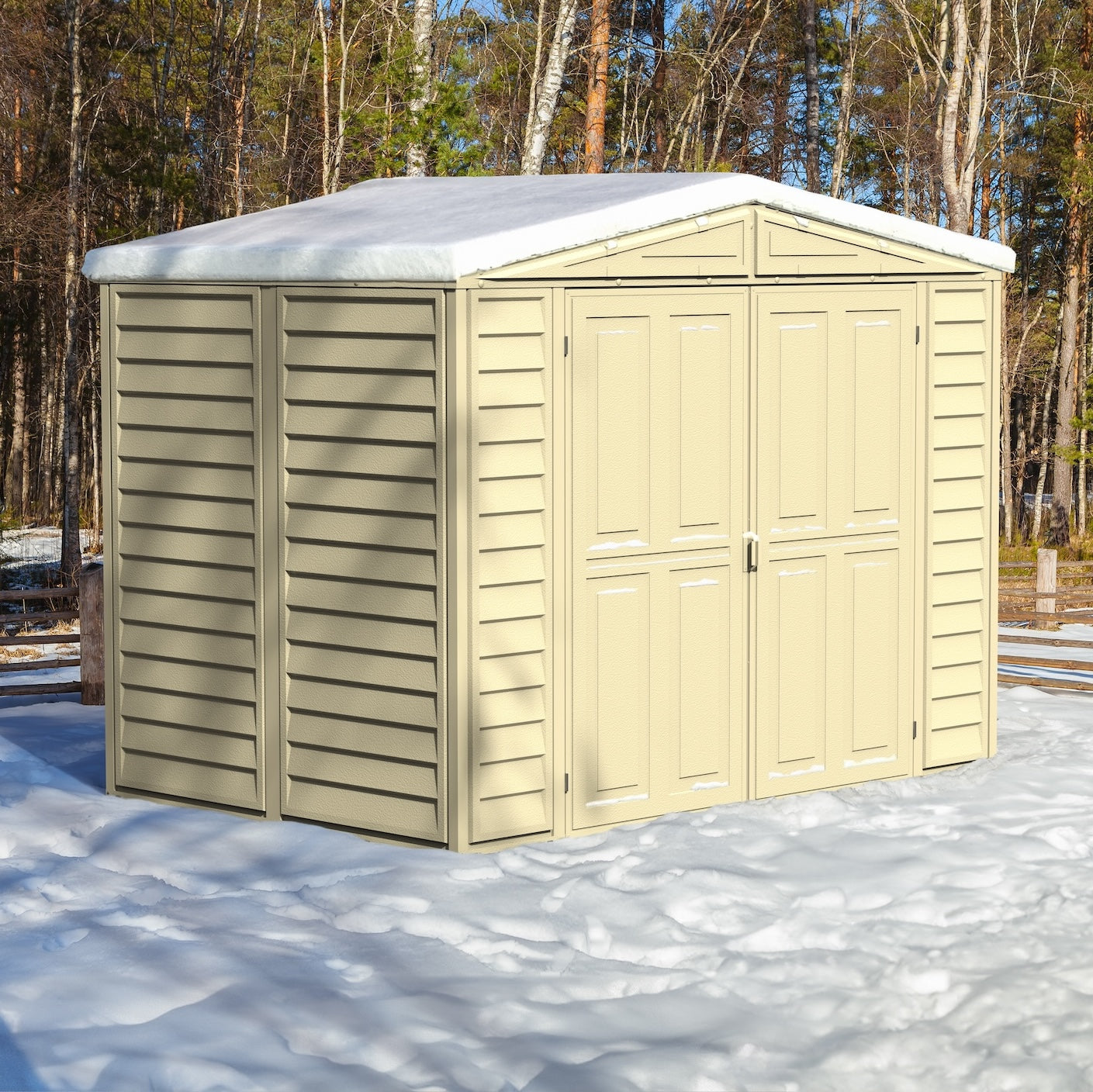Duramax 8ft x 5.5ft DuraMate Vinyl Storage Shed with Foundation - Backyard Livings