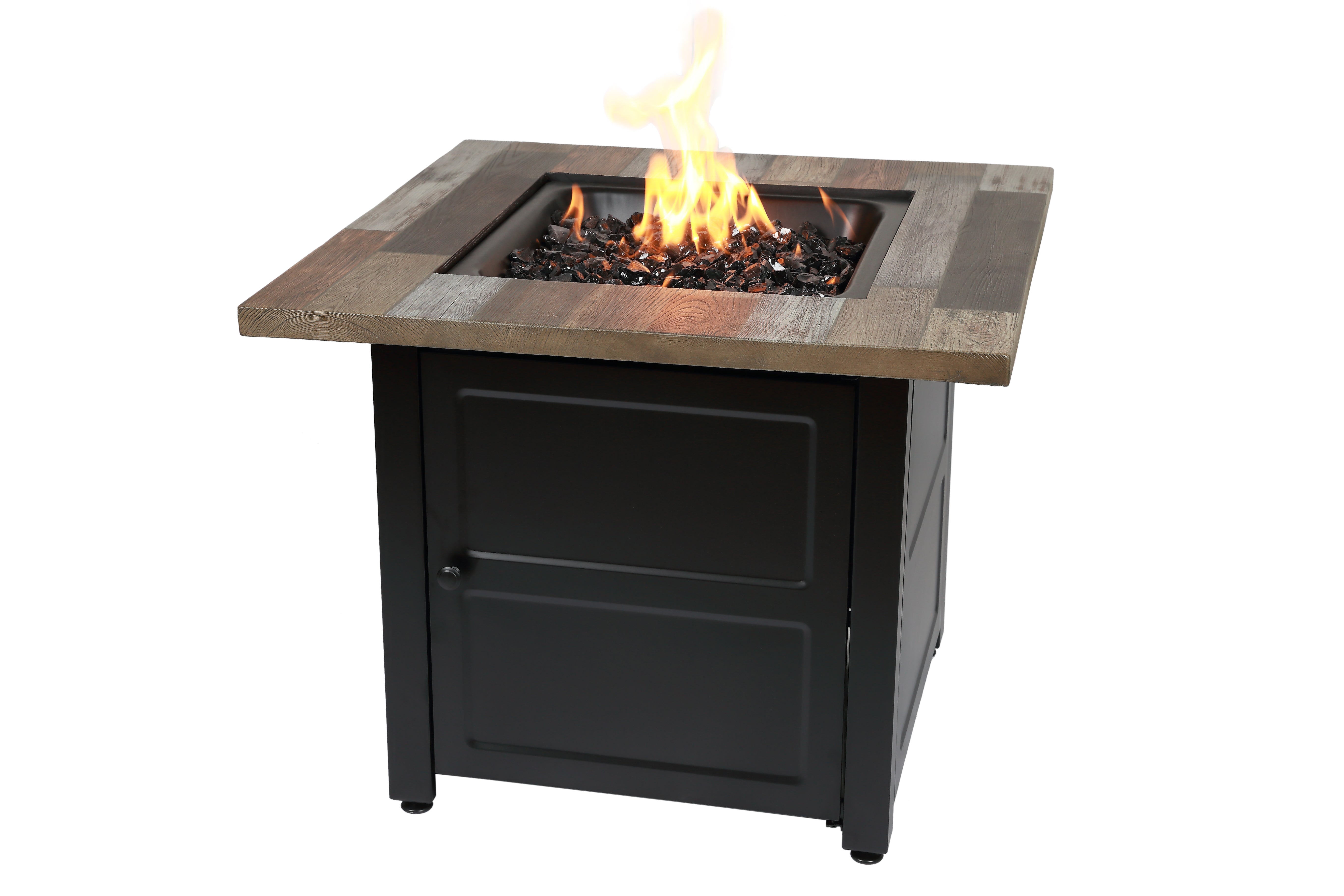 Endless Summer The Cayden, 30" Square Gas Fire Table with Printed Cement Resin Mantel - Backyard Livings