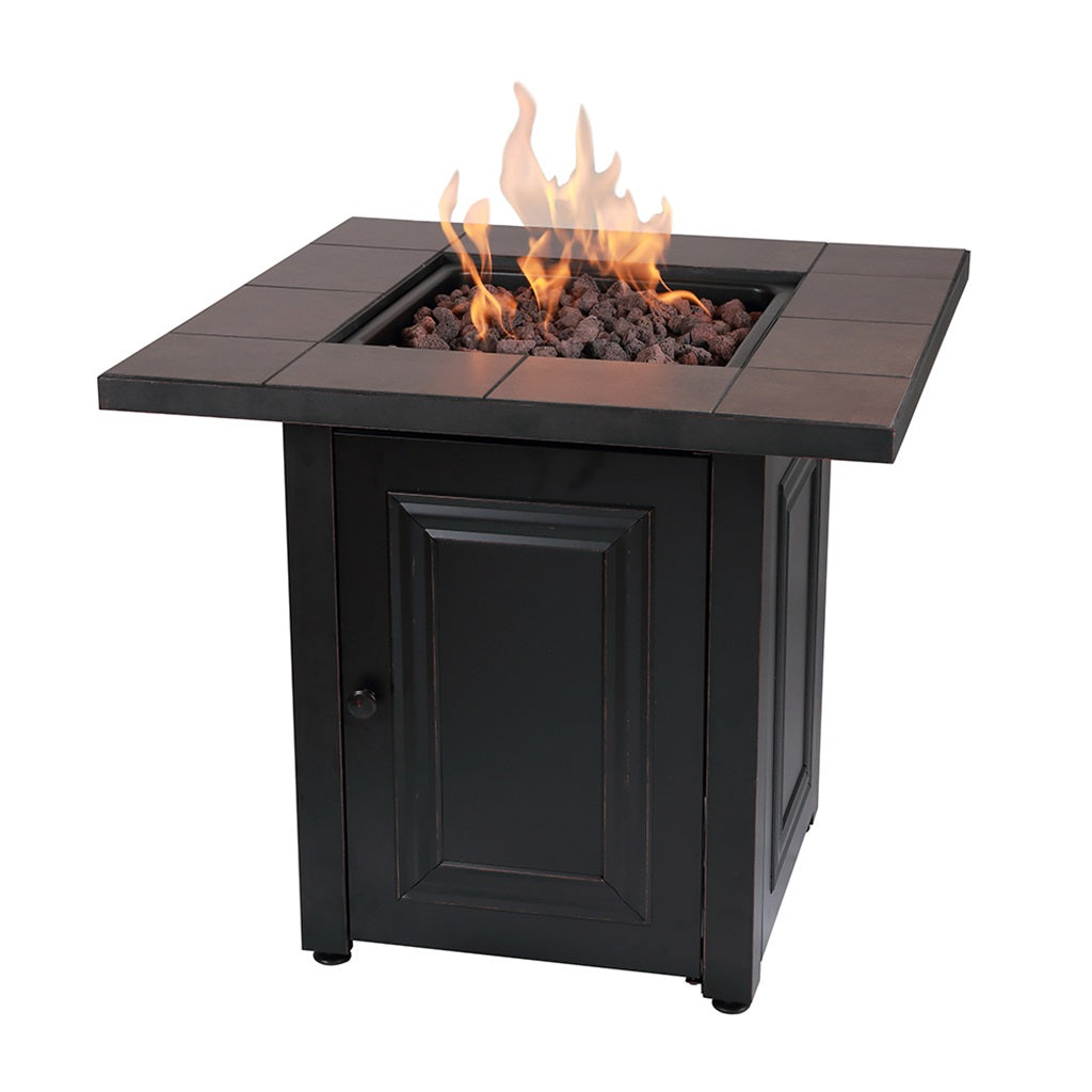 Endless Summer The Vanderbilt, LP Gas Outdoor Fire Pit with Ceramic Tile Mantel - Backyard Livings