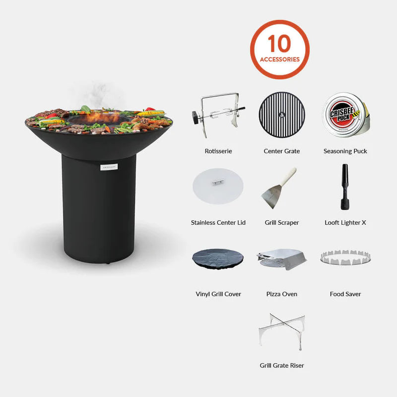 ARTEFLAME 40" BLACK LABEL GRILL - HIGH ROUND BASE - Backyard Livings