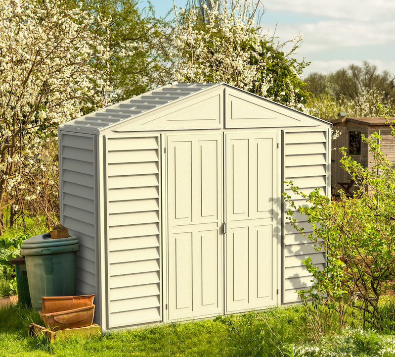 DuraMax 10.5ft x 3ft SidePro Vinyl Shed with Foundation Kit