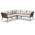 Lillian Modern and Contemporary Light Grey Upholstered and Brown Finished 5-Piece Woven Rattan Outdoor Patio Set - Backyard Livings