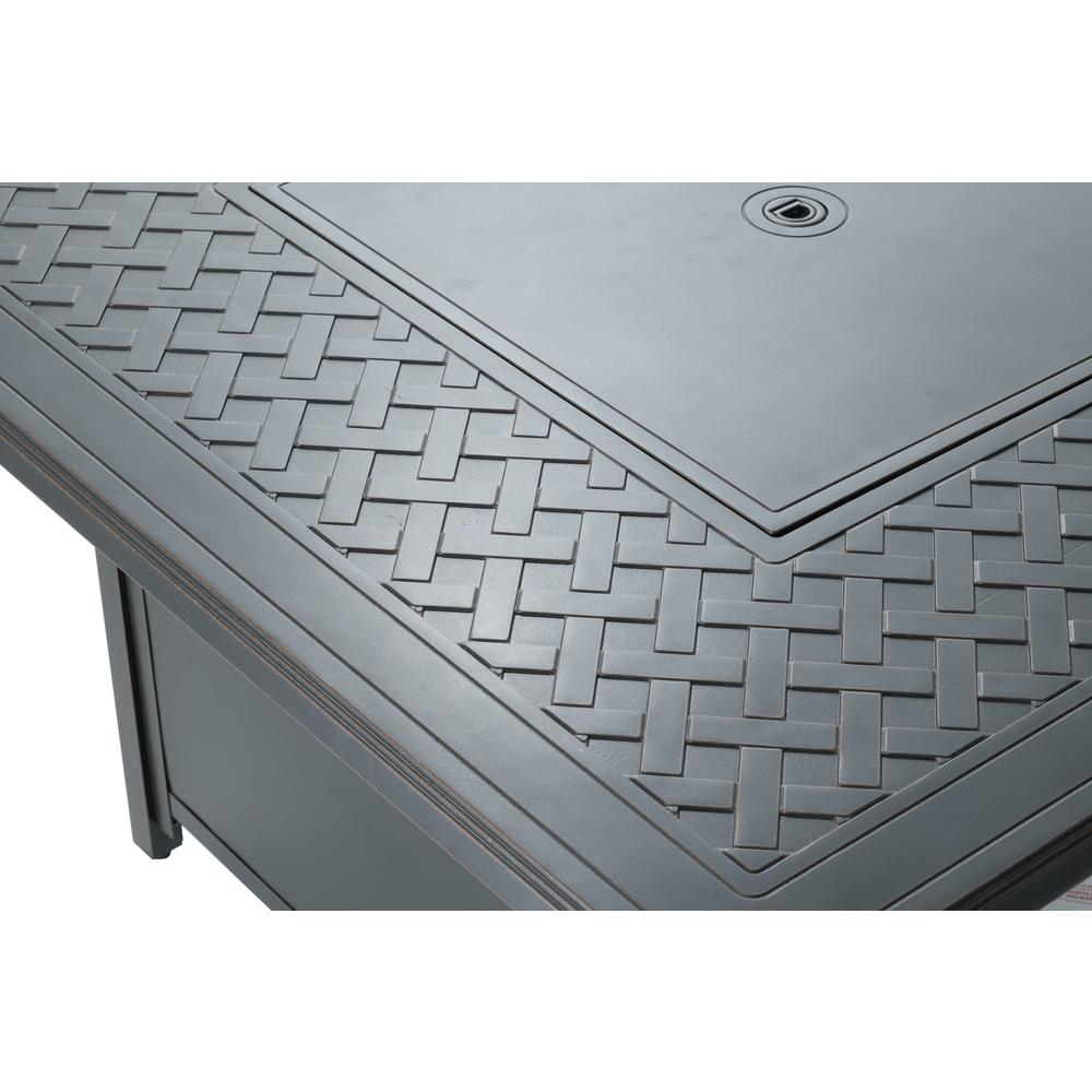 Heron 42" Square Gas Fire Pit Chat Table with Clear Glass Fire Beads - Backyard Livings