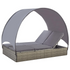 VidaXL Double Sun Lounger with Canopy Poly Rattan Gray - Backyard Livings
