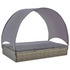 VidaXL Double Sun Lounger with Canopy Poly Rattan Gray - Backyard Livings