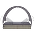VidaXL Double Sun Lounger with Canopy Poly Rattan Gray - Backyard Livings