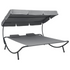 VidaXL Outdoor Lounge Bed with Canopy and Pillows Gray for Patio and Outdoors - Backyard Livings