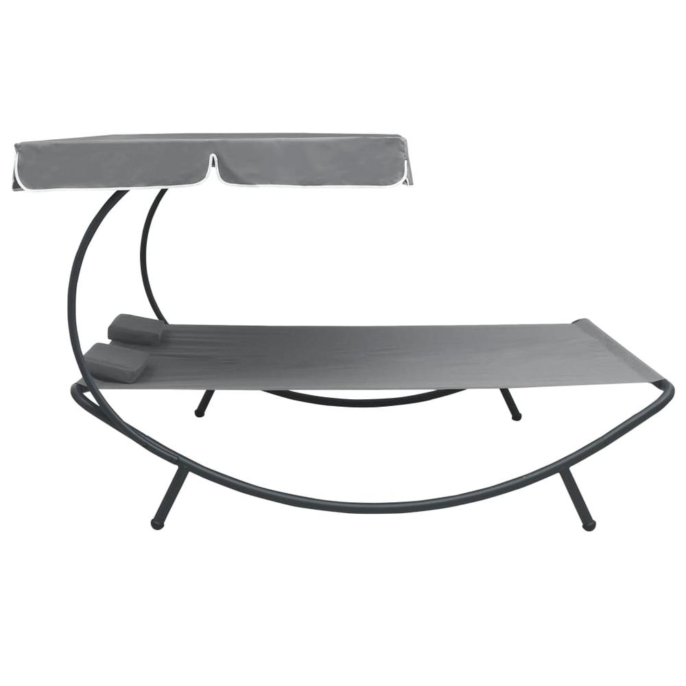 VidaXL Outdoor Lounge Bed with Canopy and Pillows Gray for Patio and Outdoors - Backyard Livings