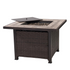 Sunjoy 38" Outdoor Patio Brown Square All-Weather Wicker Ceramic Tile Top Propane Burning Fire Pit Table - Backyard Livings