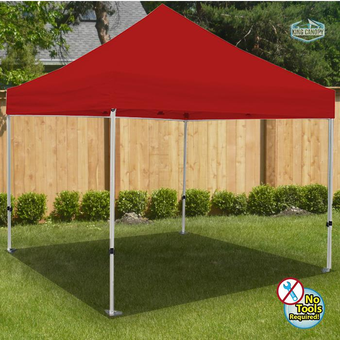 ATHENA 10X10 WHITE FRAME Instant Pop Up Tent Canopy w/ RED Cover - Backyard Livings