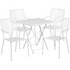 Commercial Grade 28" Square White Indoor-Outdoor Steel Folding Patio Table Set with 4 Square Back Chairs - Backyard Livings