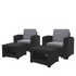 All-Weather Black Chair and Ottoman Patio Sofa Set with Light Grey Cushions - Backyard Livings
