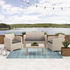 All-Weather Beige Conversation Set with Dark Grey Cushions - Backyard Livings