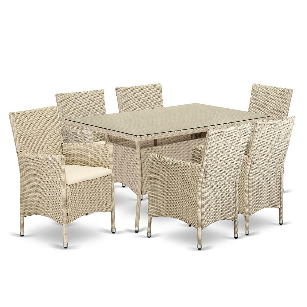 Wicker Patio Dining Set for Outdoors; Cream - Backyard Livings