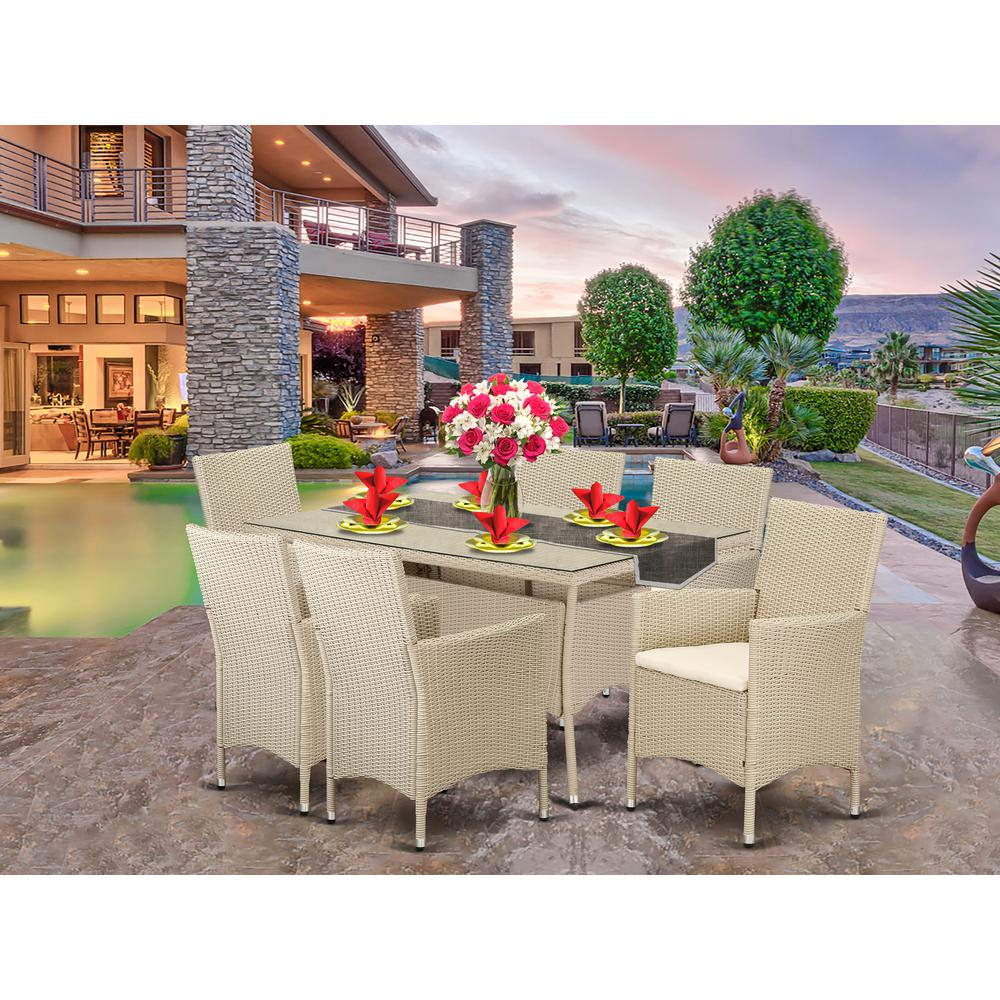 Wicker Patio Dining Set for Outdoors; Cream - Backyard Livings