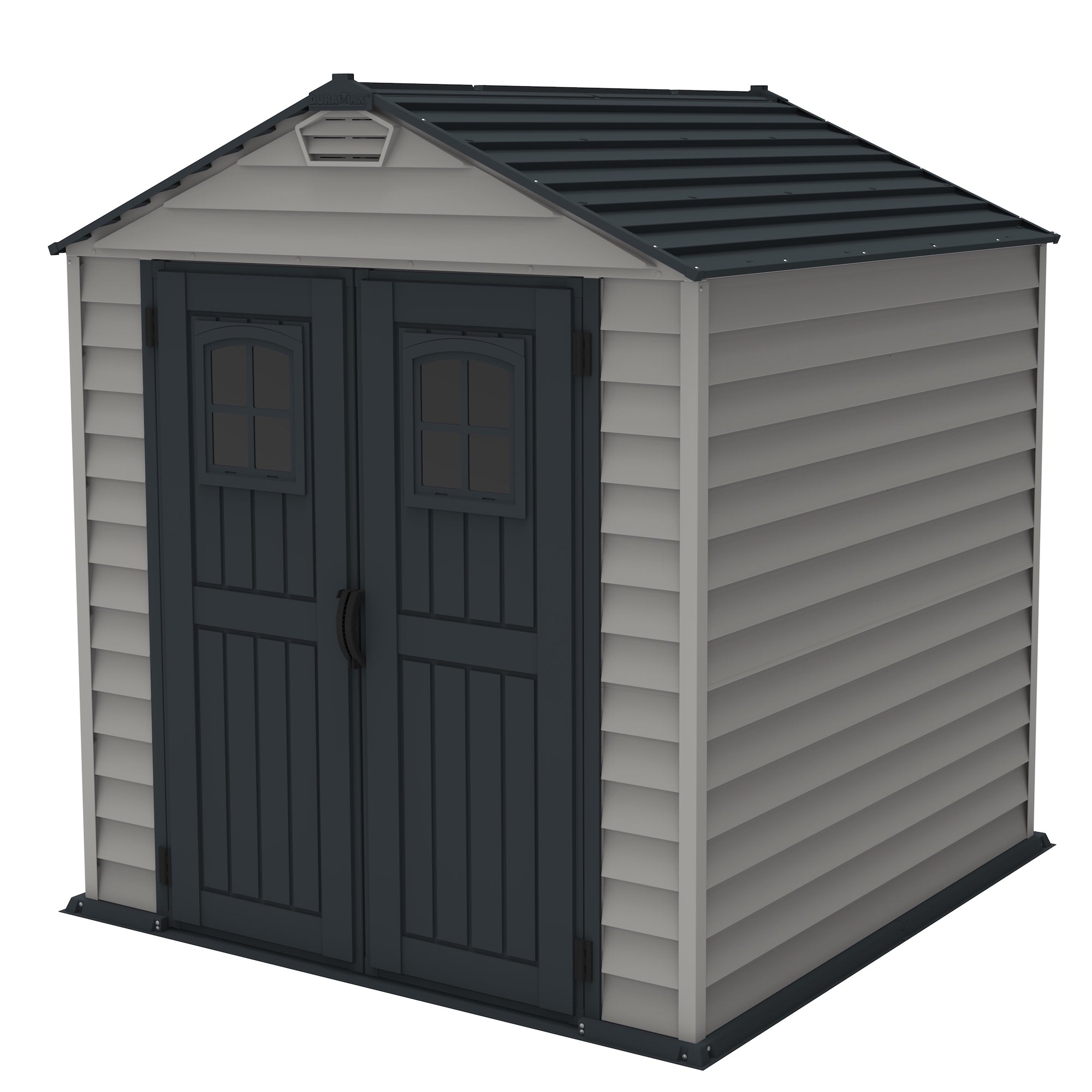 DuraMax 7ft x 7ft StoreMax Plus Vinyl Shed with Molded Floor (West Coast Purchase Only) - Backyard Livings