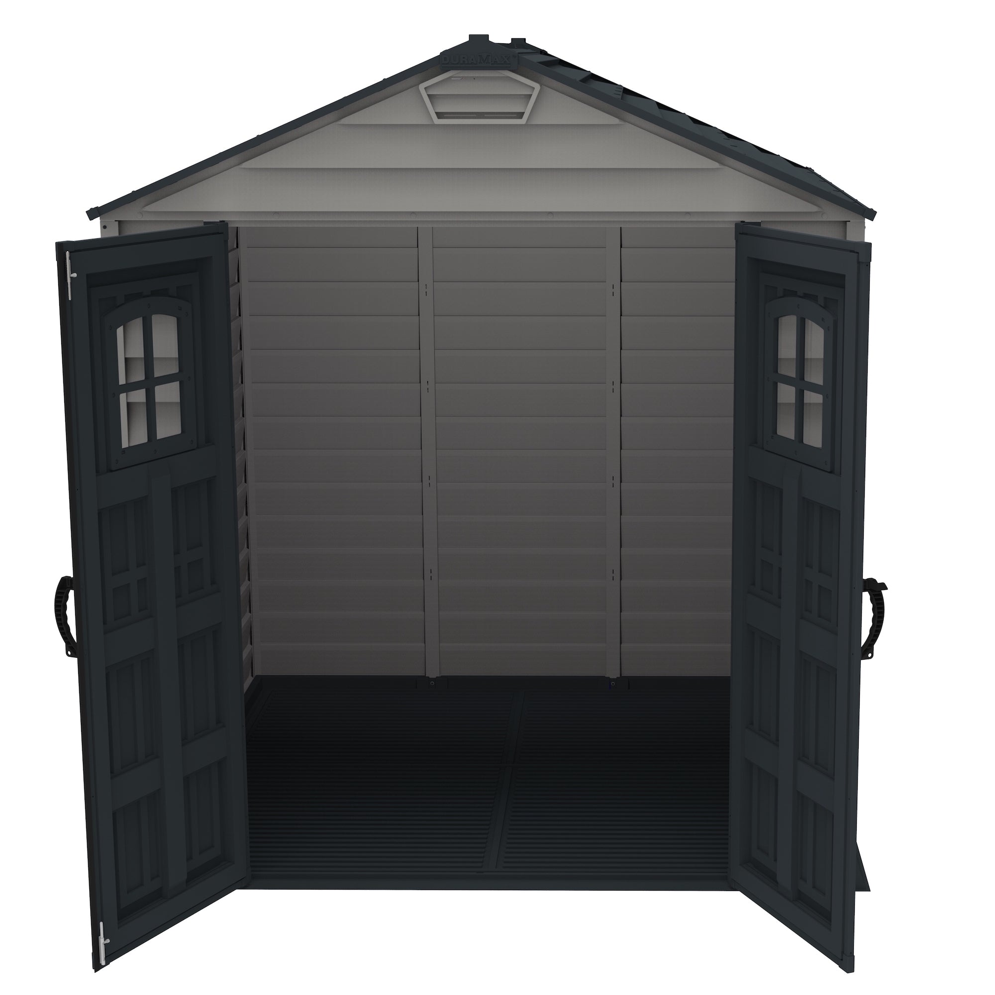 DuraMax 7ft x 7ft StoreMax Plus Vinyl Shed with Molded Floor (West Coast Purchase Only) - Backyard Livings