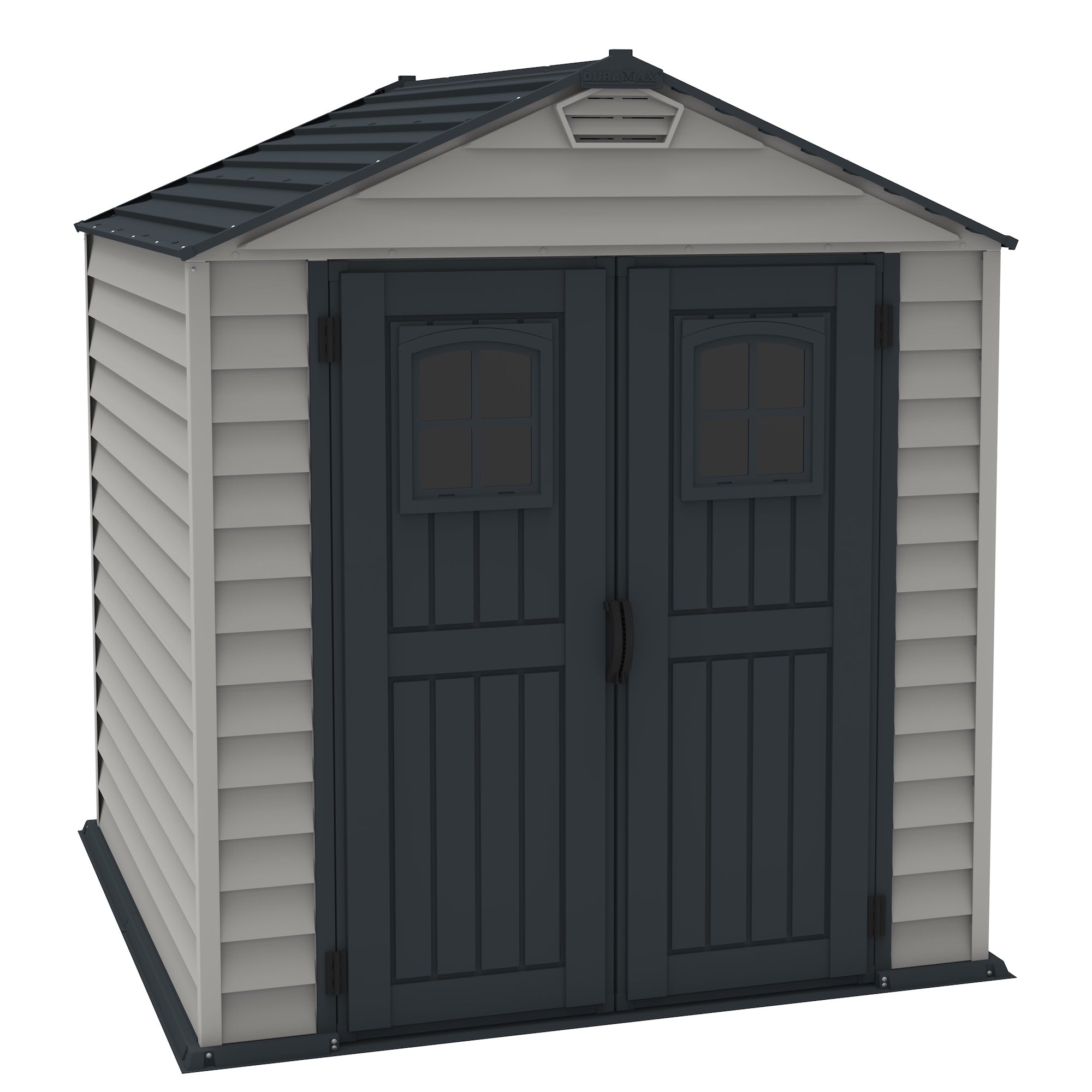 DuraMax 7ft x 7ft StoreMax Plus Vinyl Shed with Molded Floor (West Coast Purchase Only) - Backyard Livings