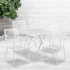 Commercial Grade 28" Square White Indoor-Outdoor Steel Folding Patio Table Set with 4 Square Back Chairs - Backyard Livings
