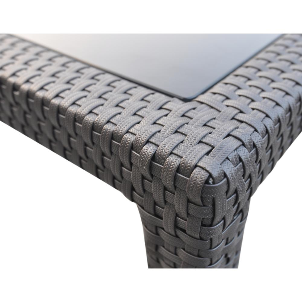 Tropez Outdoor Patio Wicker Bar Table with Black Glass Top - Backyard Livings