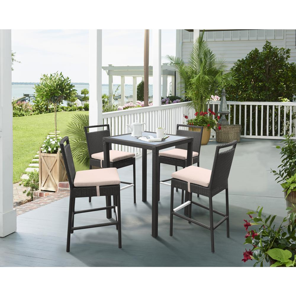 Tropez Outdoor Patio Wicker Bar Table with Black Glass Top - Backyard Livings