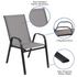 3 Piece Outdoor Patio Dining Set - 23.5" Square Tempered Glass Patio Table, 2 Gray Flex Comfort Stack Chairs - Backyard Livings