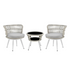 Monaco Rope Wicker 3-Piece Patio Conversation Set with Cushions in Grey - Backyard Livings