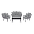 Portofino Rope Wicker 4-Piece Patio Conversation Set with Cushions in Grey - Backyard Livings