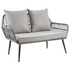 Portofino Rope Wicker 4-Piece Patio Conversation Set with Cushions in Grey - Backyard Livings