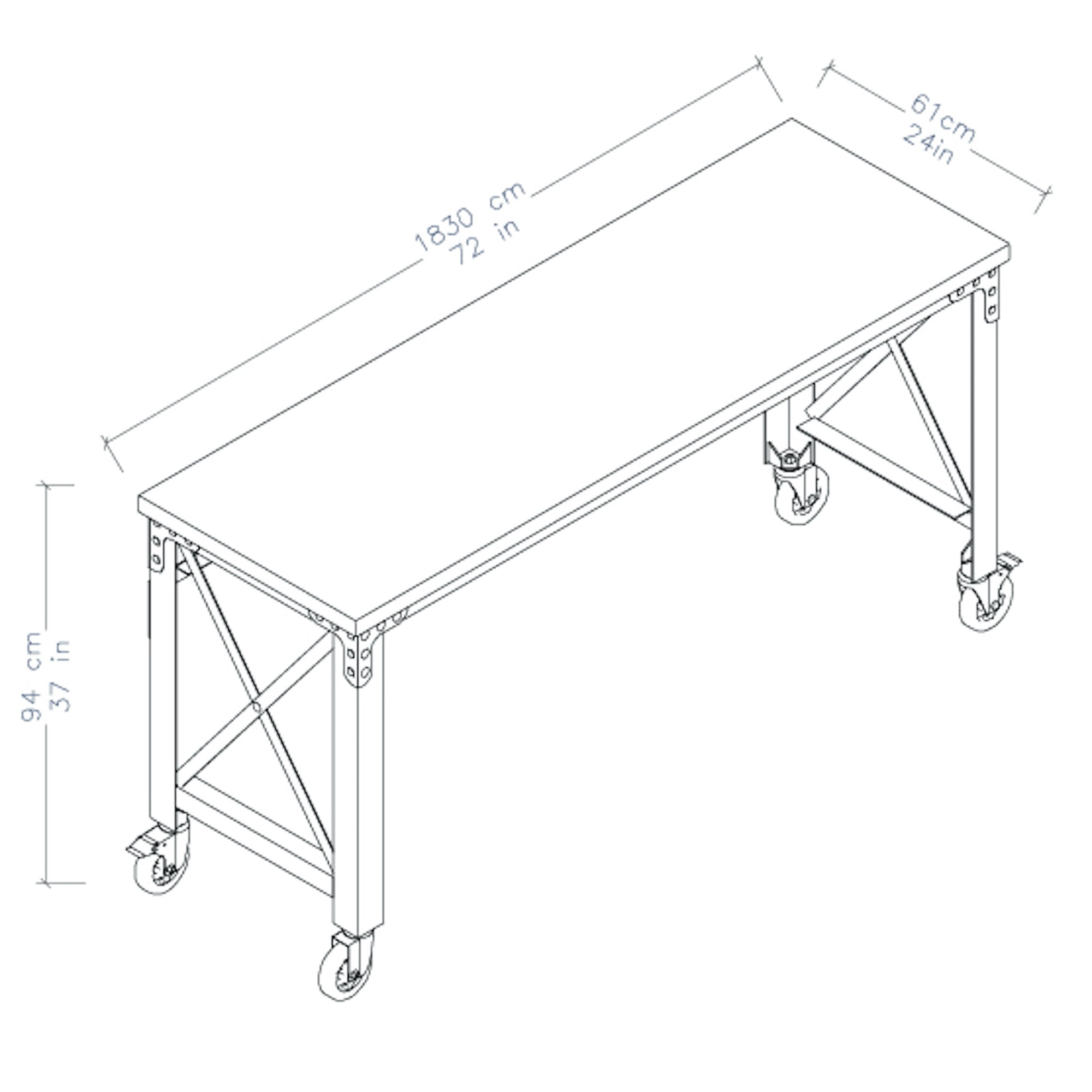 Duramax Rolling Industrial Worktable Desk with Solid Wood Top (4 Sizes)