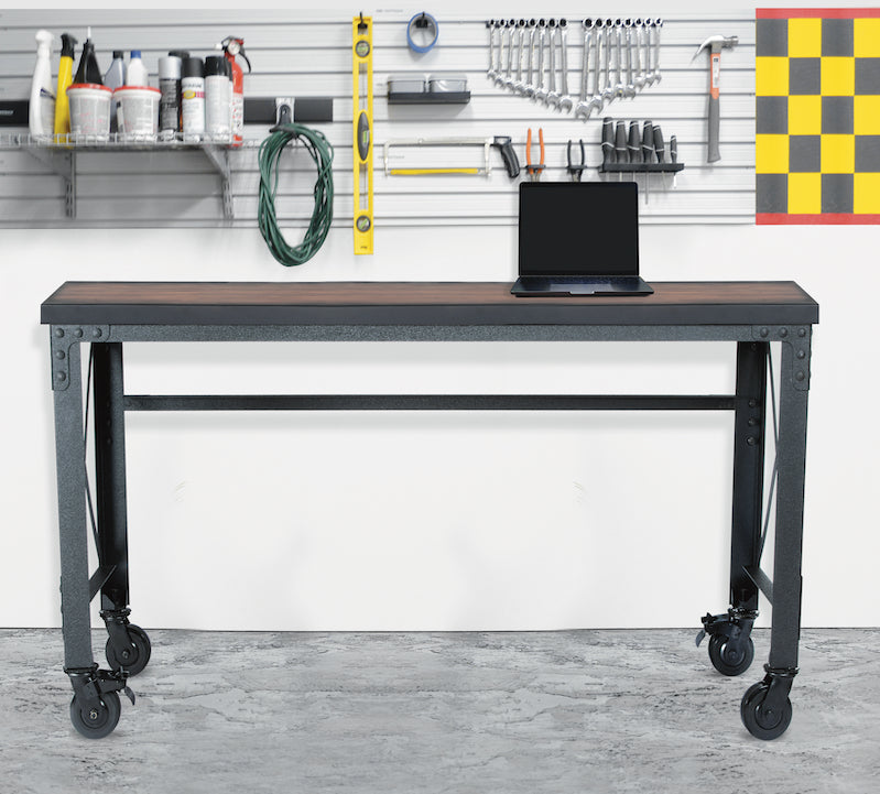 Duramax Rolling Industrial Worktable Desk with Solid Wood Top (4 Sizes) - Backyard Livings