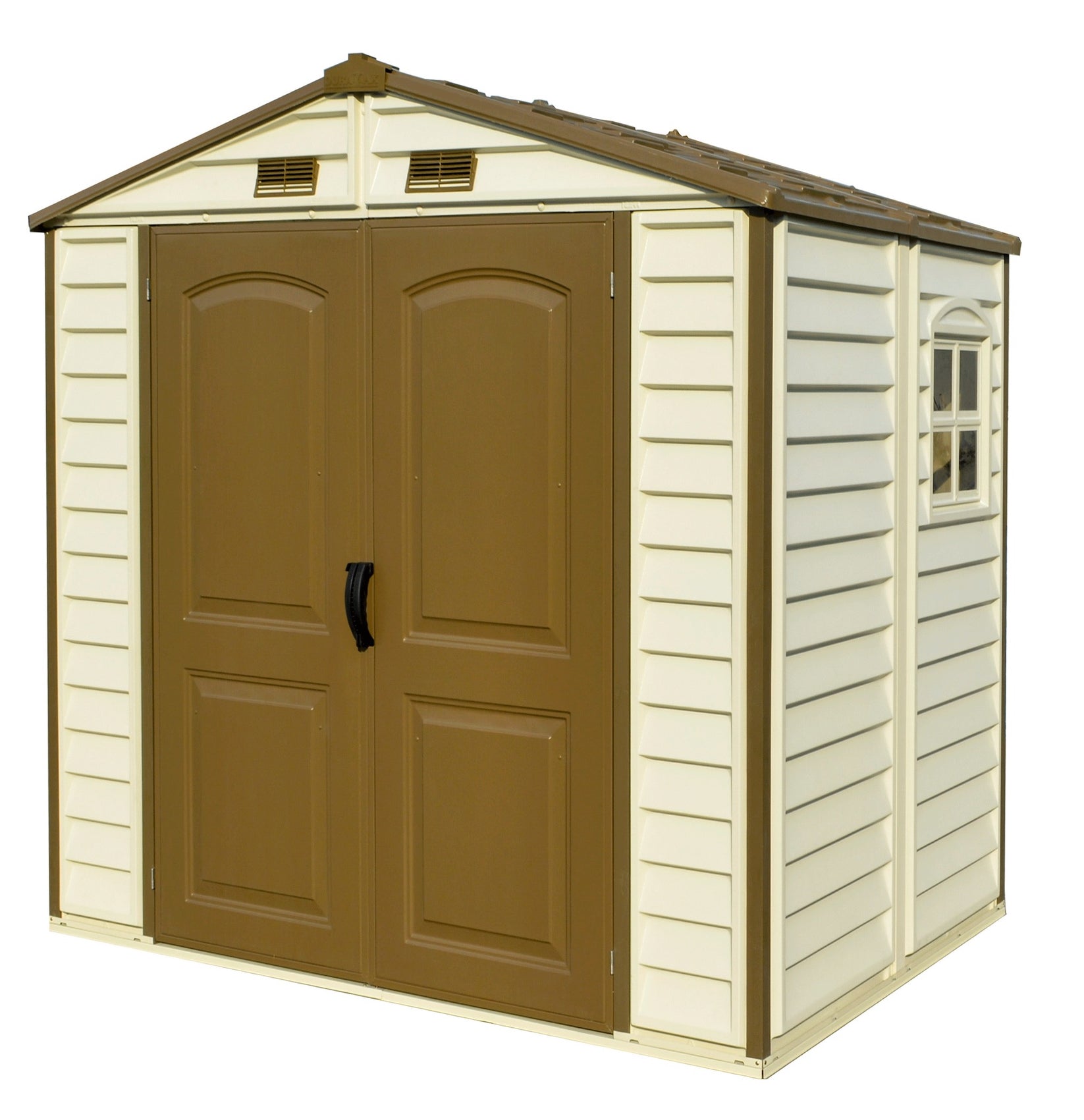 DuraMax 8ft x 5.5ft Storeall Vinyl Shed with Foundation Kit and window - Backyard Livings