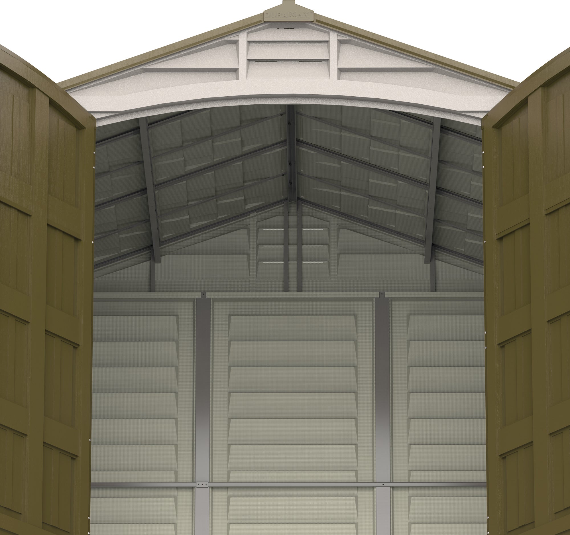 DuraMax 8ft x 8ft DuraPlus Vinyl Shed Kit with Foundation and Window - Backyard Livings