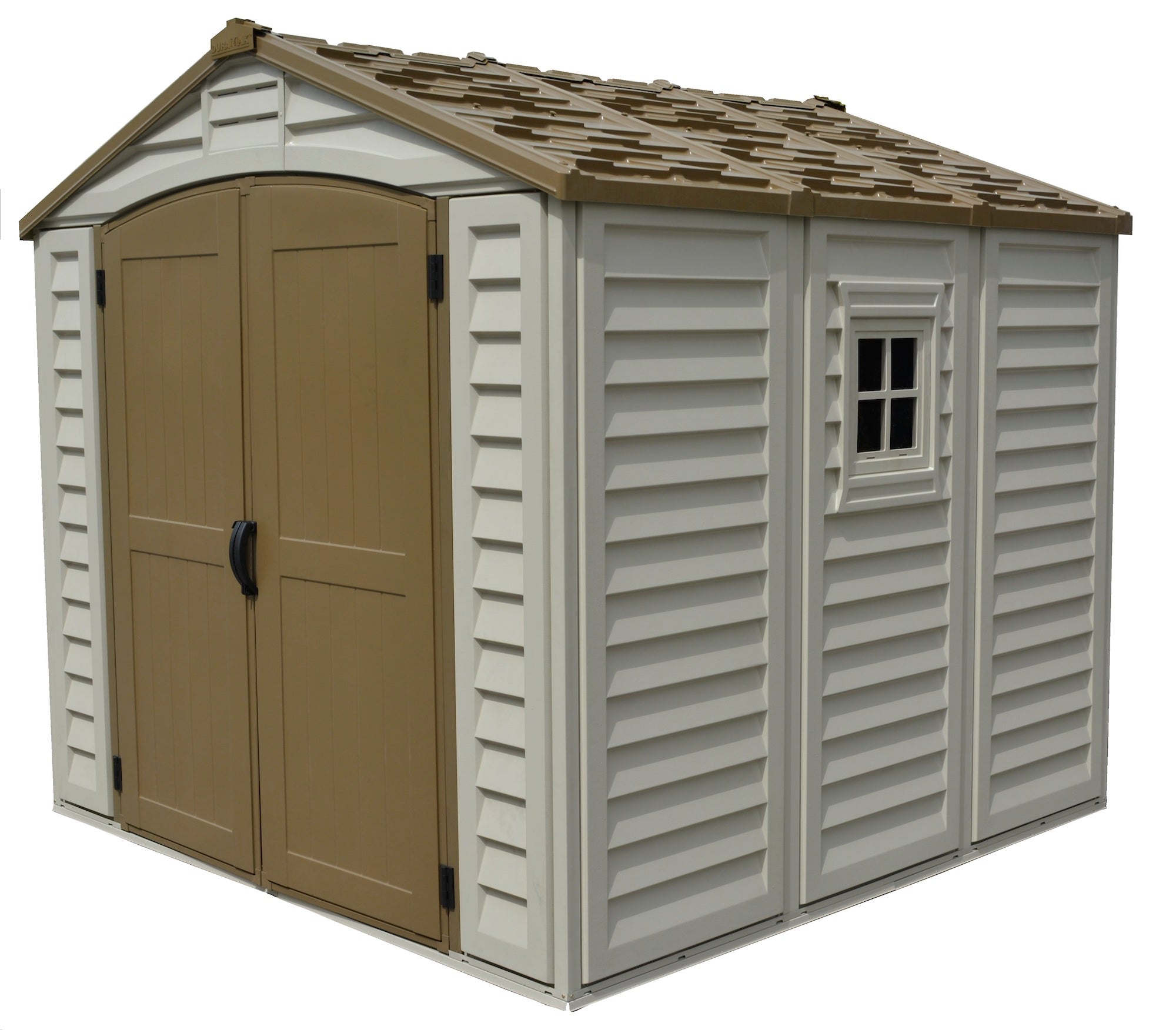 DuraMax 8ft x 8ft DuraPlus Vinyl Shed Kit with Foundation and Window - Backyard Livings