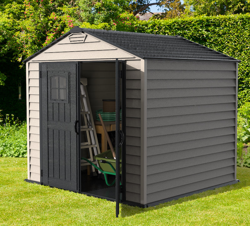 DuraMax 7ft x 7ft StoreMax Plus Vinyl Shed with Molded Floor (West Coast Purchase Only) - Backyard Livings