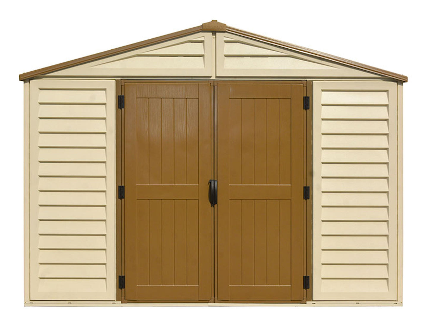 DuraMax 10.5ft x 10.5 ft Woodbridge Plus Vinyl Shed w/ Foundation Kit & Window