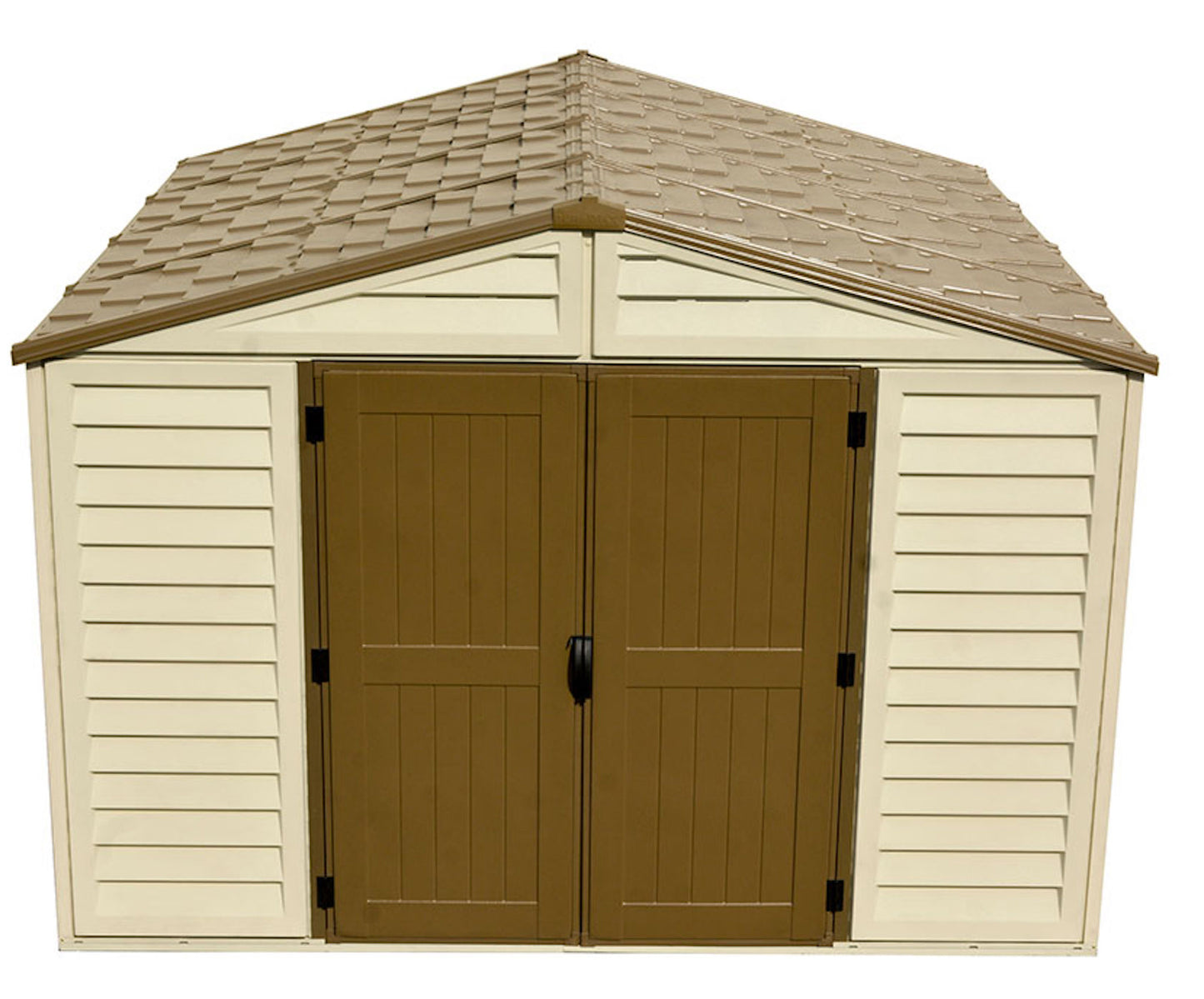 DuraMax 10.5ft x 10.5 ft Woodbridge Plus Vinyl Shed w/ Foundation Kit & Window
