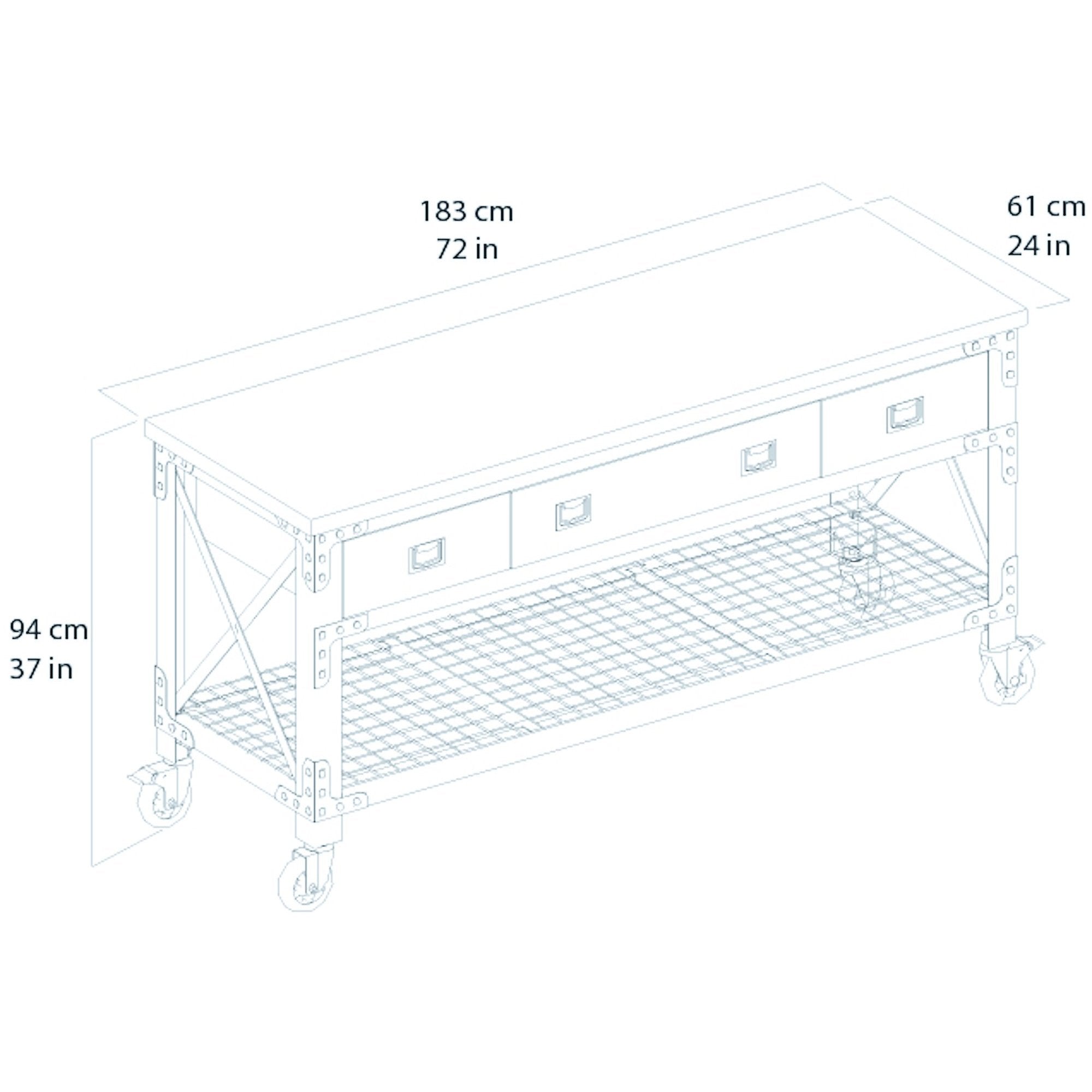 Duramax garage storage Duramax Rolling Workbench Furniture 72 in. x 24 in. with 3 Drawers, for Home, Garage, Workshop