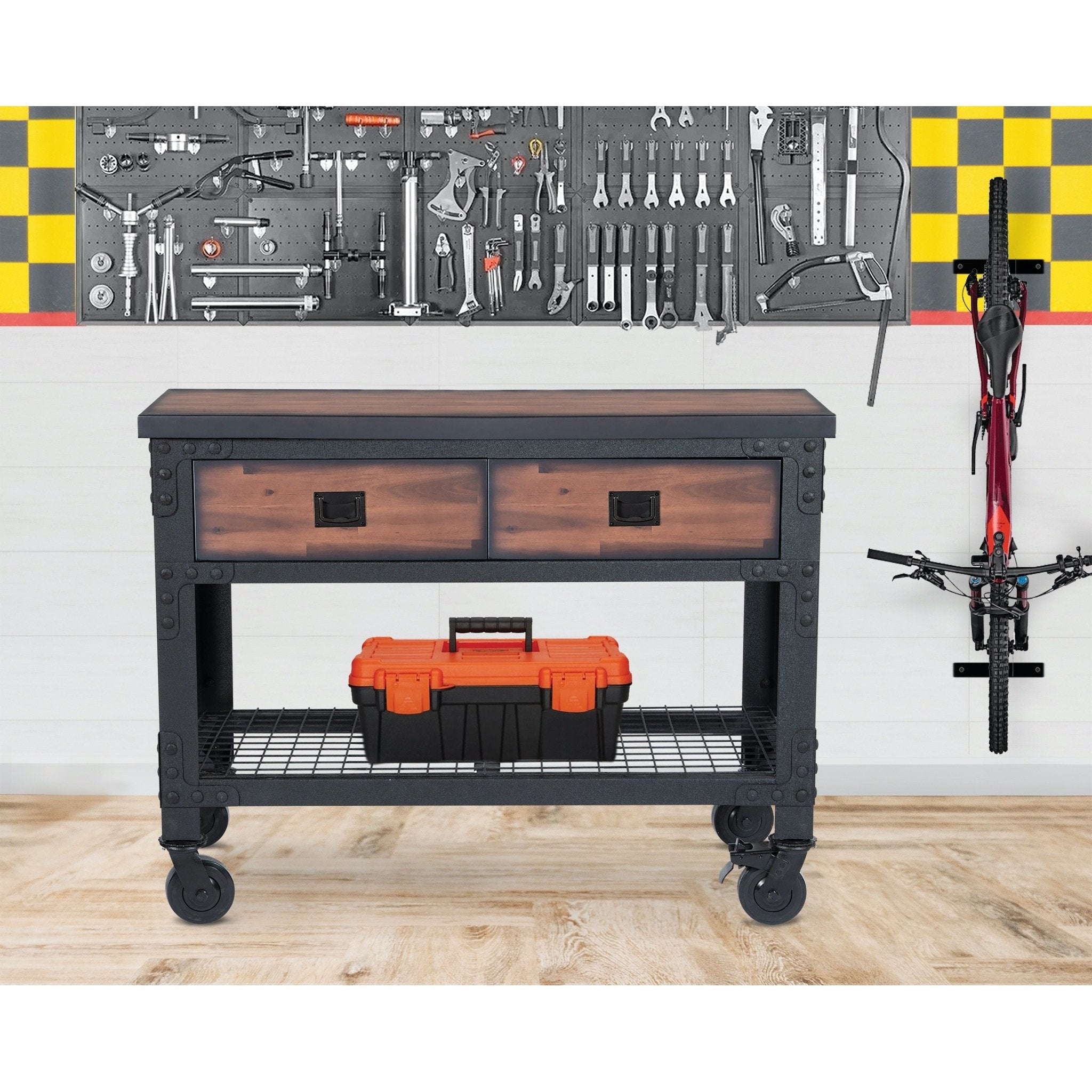Durasheds furniture Duramax 2-Drawer Rolling Workbench 48 Inch x 24 Inch for Home, Garage and Workshop
