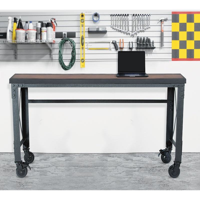 Durasheds furniture Duramax Rolling Industrial Desk with Wooden Top (4 Size Options)