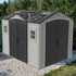 Duramax Apex Pro 10.5'X8' Vinyl Shed with Foundation, 2 Windows and Side Door - Backyard Livings