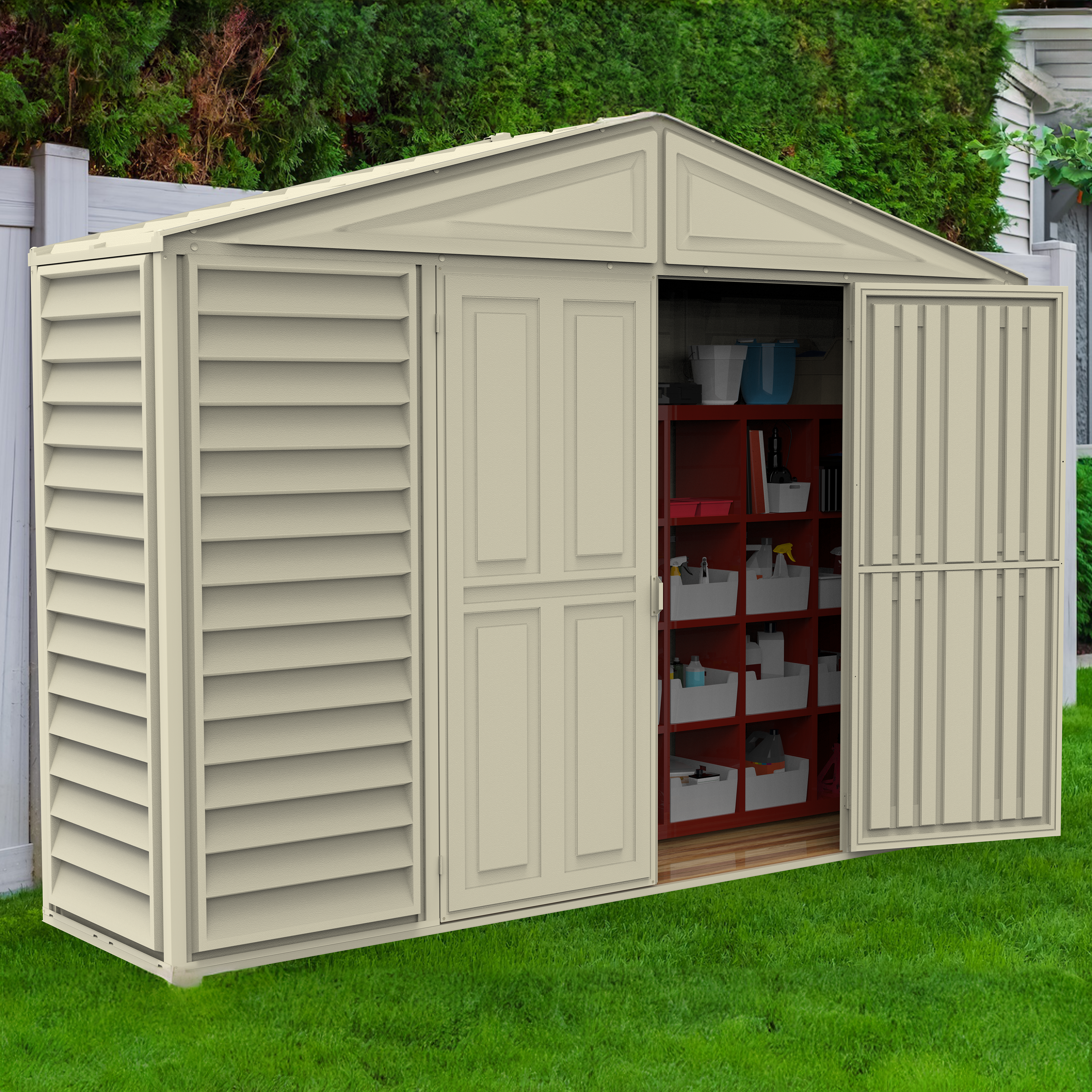 DuraMax 10.5ft x 2.75ft SidePro Vinyl Shed with Foundation Kit - Backyard Livings