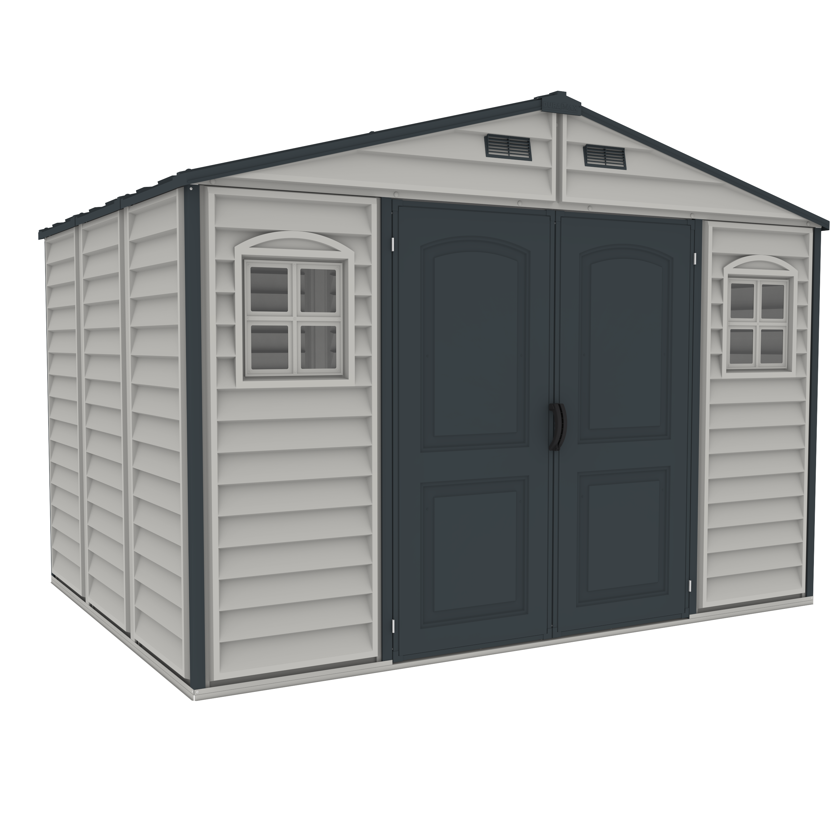 Duramax Woodside Plus 10.5x8 Vinyl Resin Outdoor Storage Shed With Foundation Kit - Backyard Livings