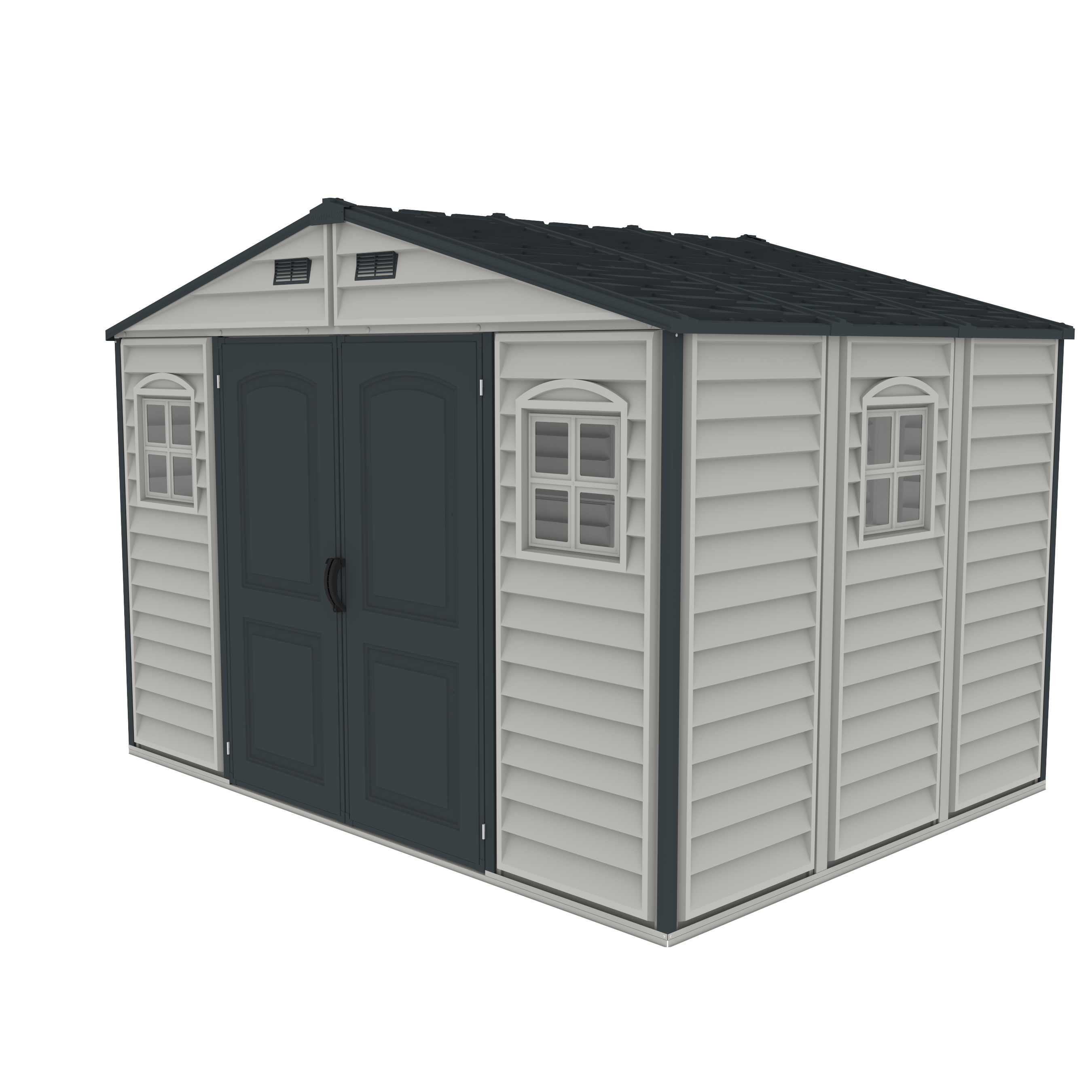 Duramax Woodside Plus 10.5x8 Vinyl Resin Outdoor Storage Shed With Foundation Kit - Backyard Livings