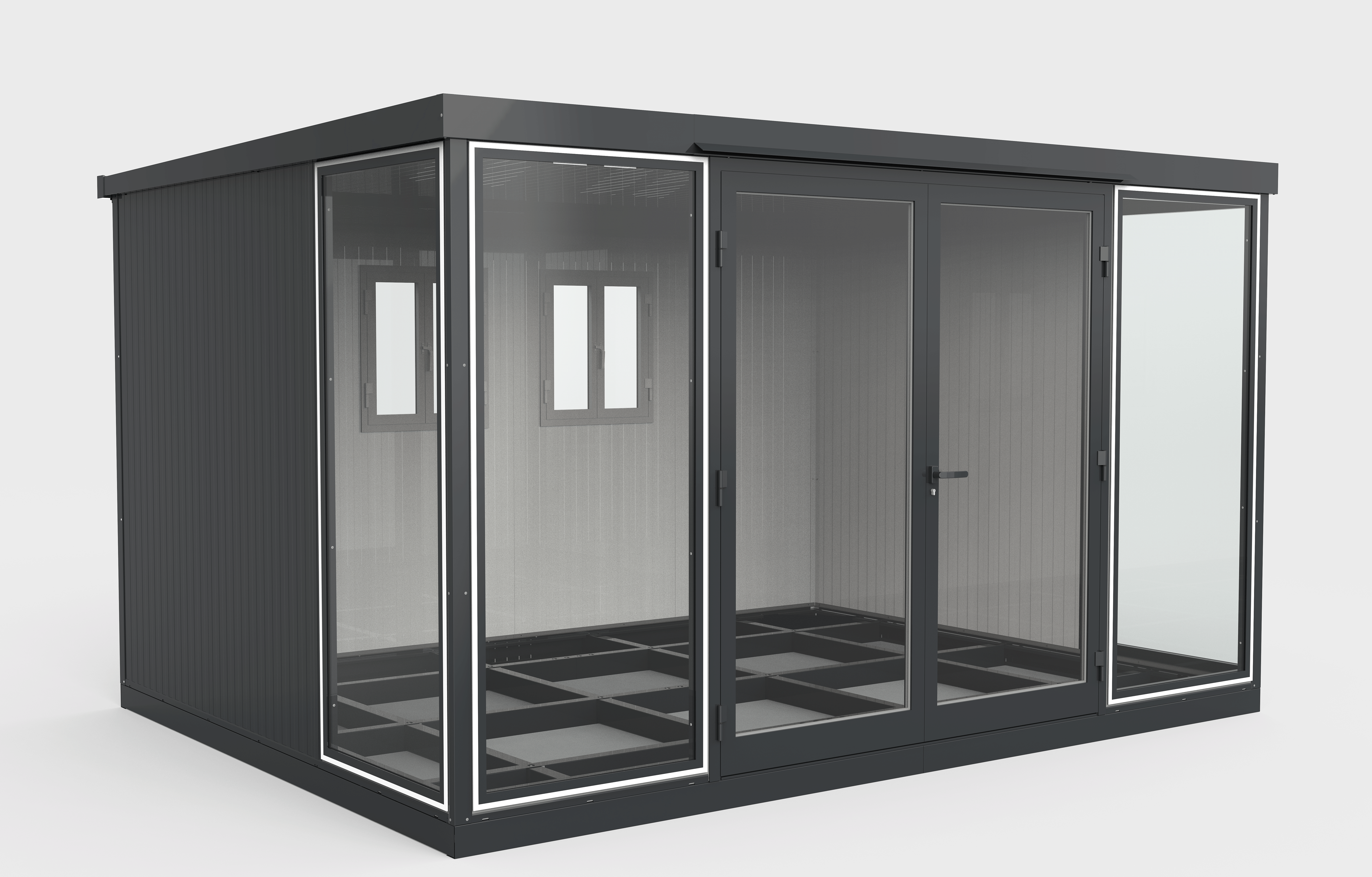 Duramax 13x10 Garden Glass Room, Outdoor Office, Shelter, Playroom and Insulated Building with Double Doors